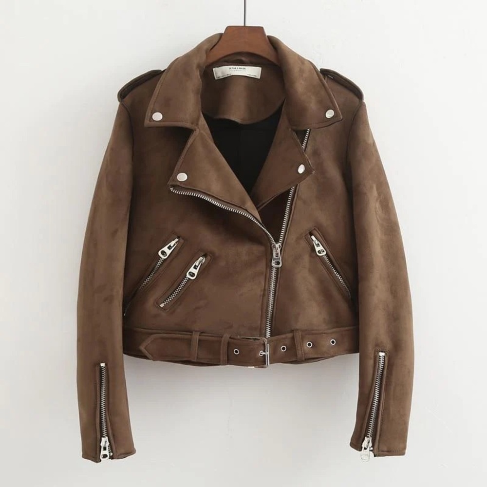 Zara Basic Women Brown Faux Leather Jacket S